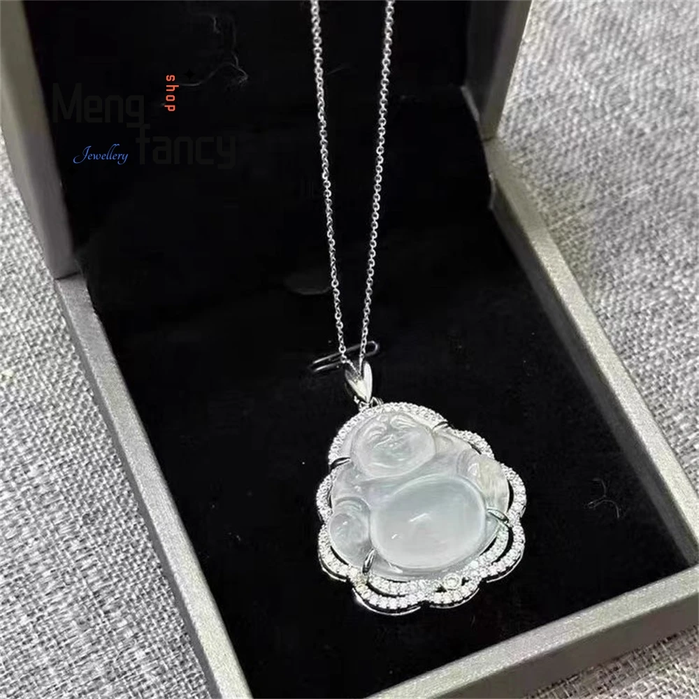Natural Ice-Type Buddha Chalcedony Pendant With Silver Plating And Inlaid Women's Large-Bellowed Buddha Gemstone Light Grade Nec
Natural Ice-Type Buddha Chalcedony Pendant With Silver Plating And Inlaid Women's Large-Bellowed Buddha Gemstone Light Grade Nec