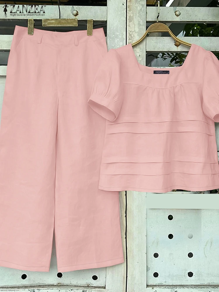 ZANZEA Summer 2PCS Short Sleeve Solid Pleated Blouse Pant Sets 2025 Women Elegant Matching Sets Casual Work Outfits Tracksuits
ZANZEA Summer 2PCS Short Sleeve Solid Pleated Blouse Pant Sets 2025 Women Elegant Matching Sets Casual Work Outfits Tracksuits