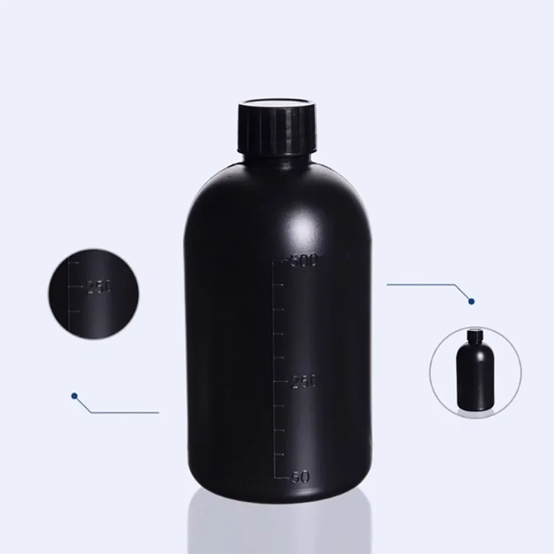 Plastic black small mouth bottle reagent bottle sealed bottle sample bottle light-proof with scale 
Plastic black small mouth bottle reagent bottle sealed bottle sample bottle light-proof with scale