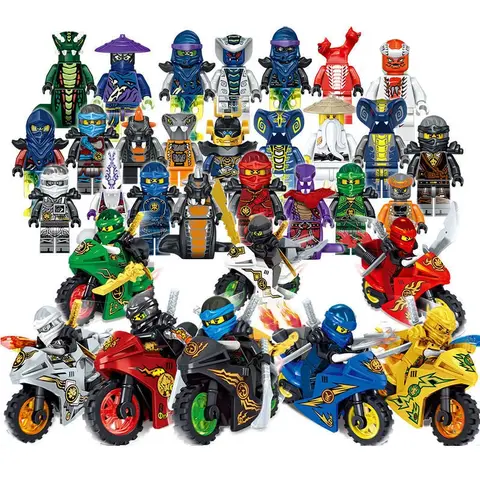 24 Pieces Anime Characters Ninja Figures Garmadon Jay Lloyd Samukai Cole Harumi Ultra Violet Pyro Snake Building Blocks Kid Toys