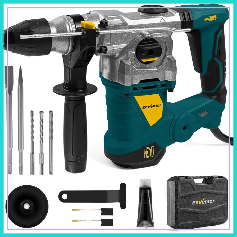 1-1/4" SDS-Plus 13A Heavy Duty Rotary Hammer Drill for Concrete, Safety Clutch, 4 Functions, Vibration Control, Chisels & Bits
1-1/4" SDS-Plus 13A Heavy Duty Rotary Hammer Drill for Concrete, Safety Clutch, 4 Functions, Vibration Control, Chisels & Bits