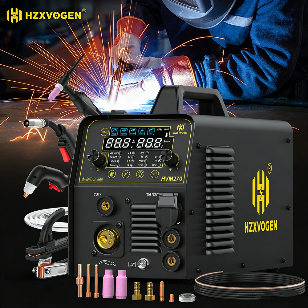 HZXVOGEN Multi-process Plasma Cutter Welder Combo Dual Voltage 110V/220V 6 in 1 MMA ARC Stick HF TIG Spot/Gasless/Gas MIG CUT Aluminum Welding Machine for Stainless Steel HVM270
HZXVOGEN Multi-process Plasma Cutter Welder Combo Dual Voltage 110V/220V 6 in 1 MMA ARC Stick HF TIG Spot/Gasless/Gas MIG CUT Aluminum Welding Machine for Stainless Steel HVM270
