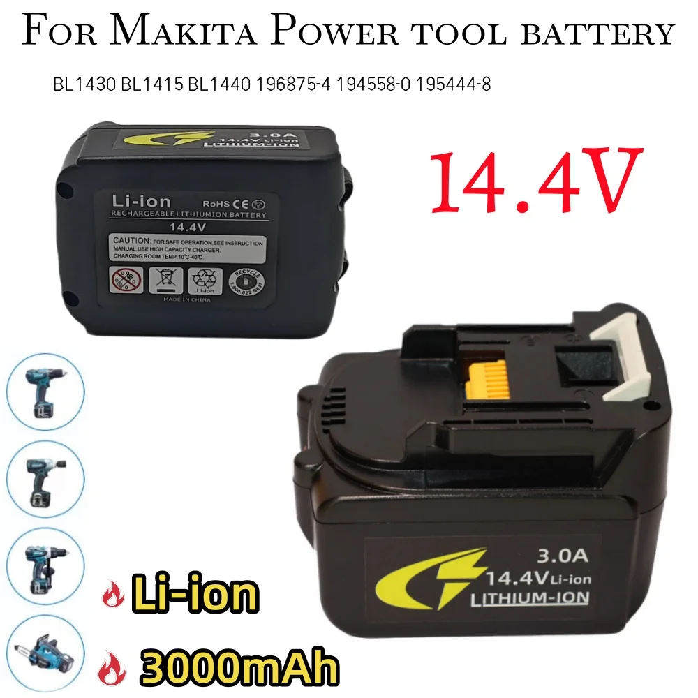 Литий-ионная аккумуляторная батарея для инструментов 14,4 В 3,0 Ач для MAKITA 1822 192826-5 192827-3 PA18, BL1460, BL1430, 1415, 194066-1
Литий-ионная аккумуляторная батарея для инструментов 14,4 В 3,0 Ач для MAKITA 1822 192826-5 192827-3 PA18, BL1460, BL1430, 1415, 194066-1