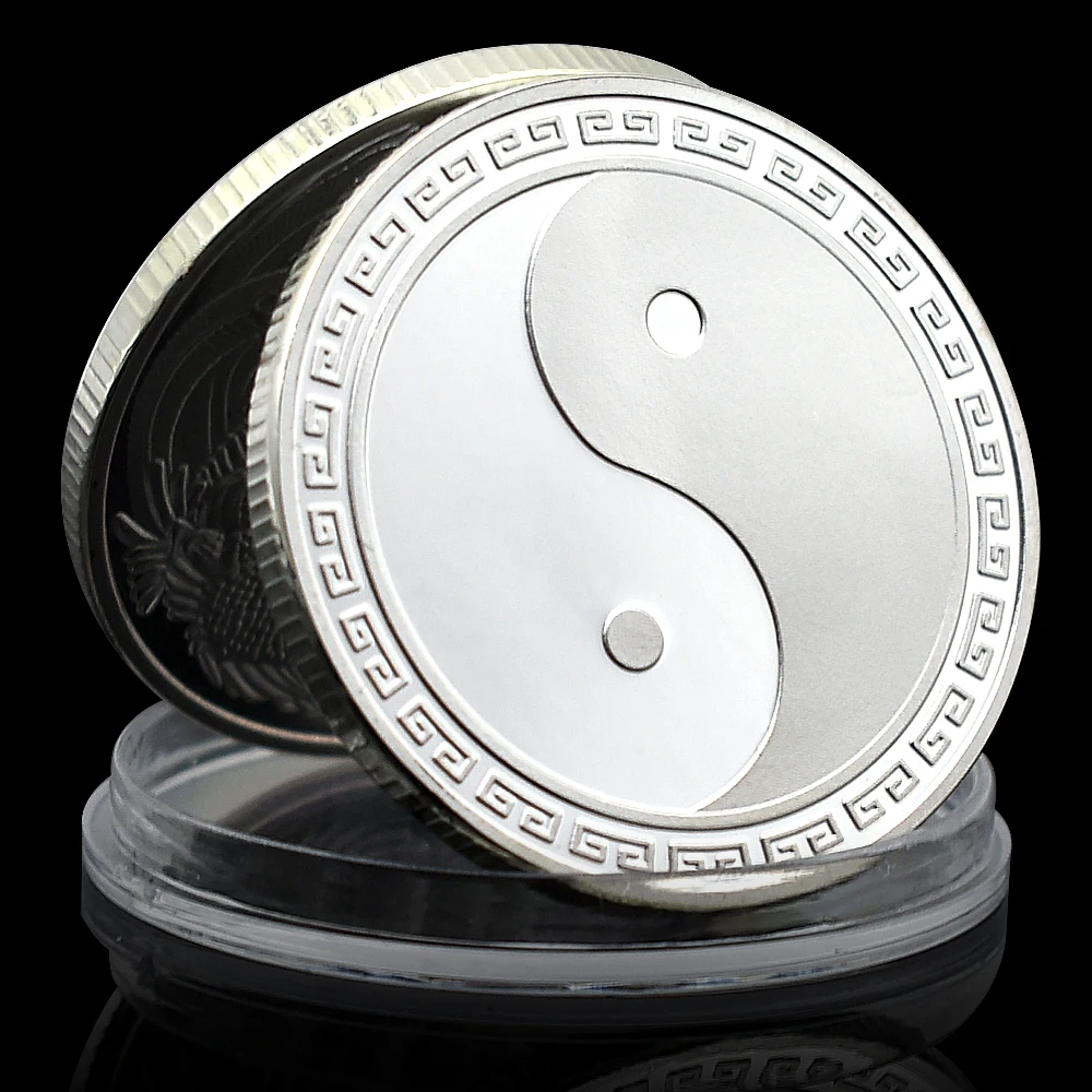 Chinese Dragon and Phoenix Silver Coin Tai Ji Challenge badge Bring Good Luck Medal Double-sided Embossed Collectibles
Chinese Dragon and Phoenix Silver Coin Tai Ji Challenge badge Bring Good Luck Medal Double-sided Embossed Collectibles