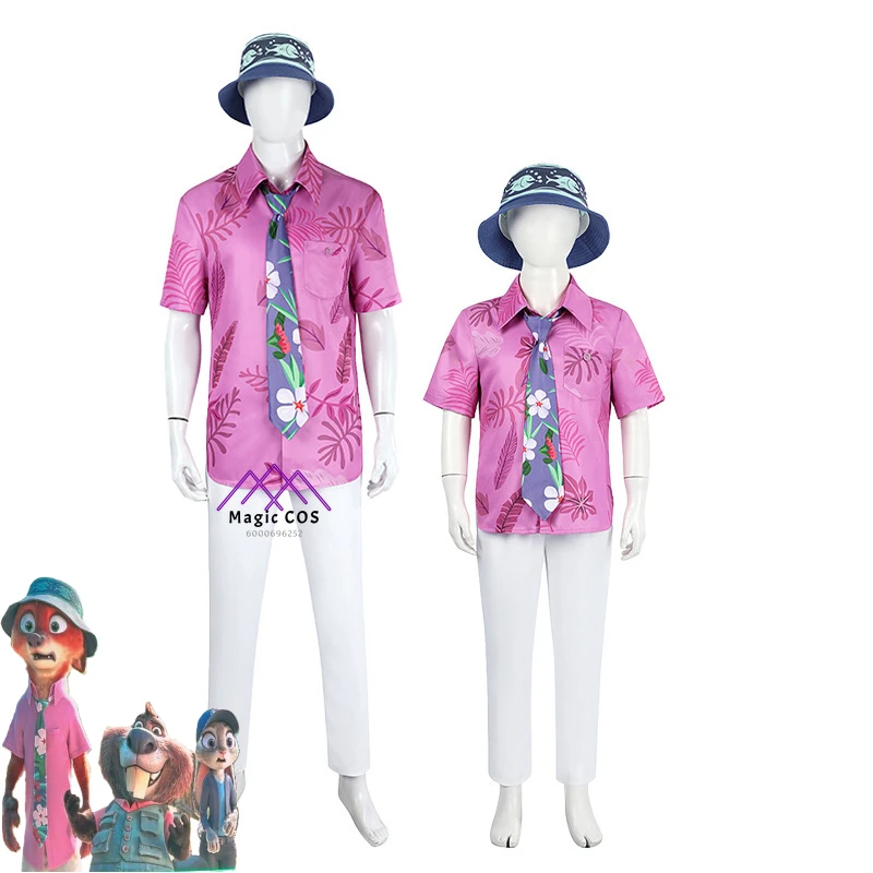 High Quality Fox Nick Wilde New Arrival Cosplay Costume Halloween Carnival Pink Leaves Printed Casual T-shirt and Hat Comic Con
High Quality Fox Nick Wilde New Arrival Cosplay Costume Halloween Carnival Pink Leaves Printed Casual T-shirt and Hat Comic Con