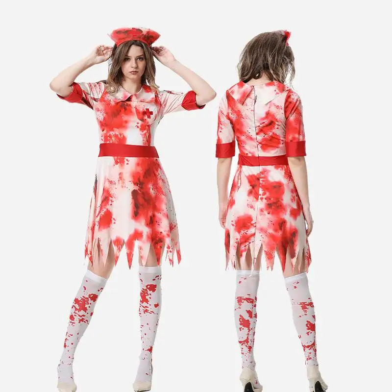 Scary Nurse Costume with Bloodstains Halloween Women's Role-playing Stage Performance Clothing Tuo Tuo Fei Fei
Scary Nurse Costume with Bloodstains Halloween Women's Role-playing Stage Performance Clothing Tuo Tuo Fei Fei