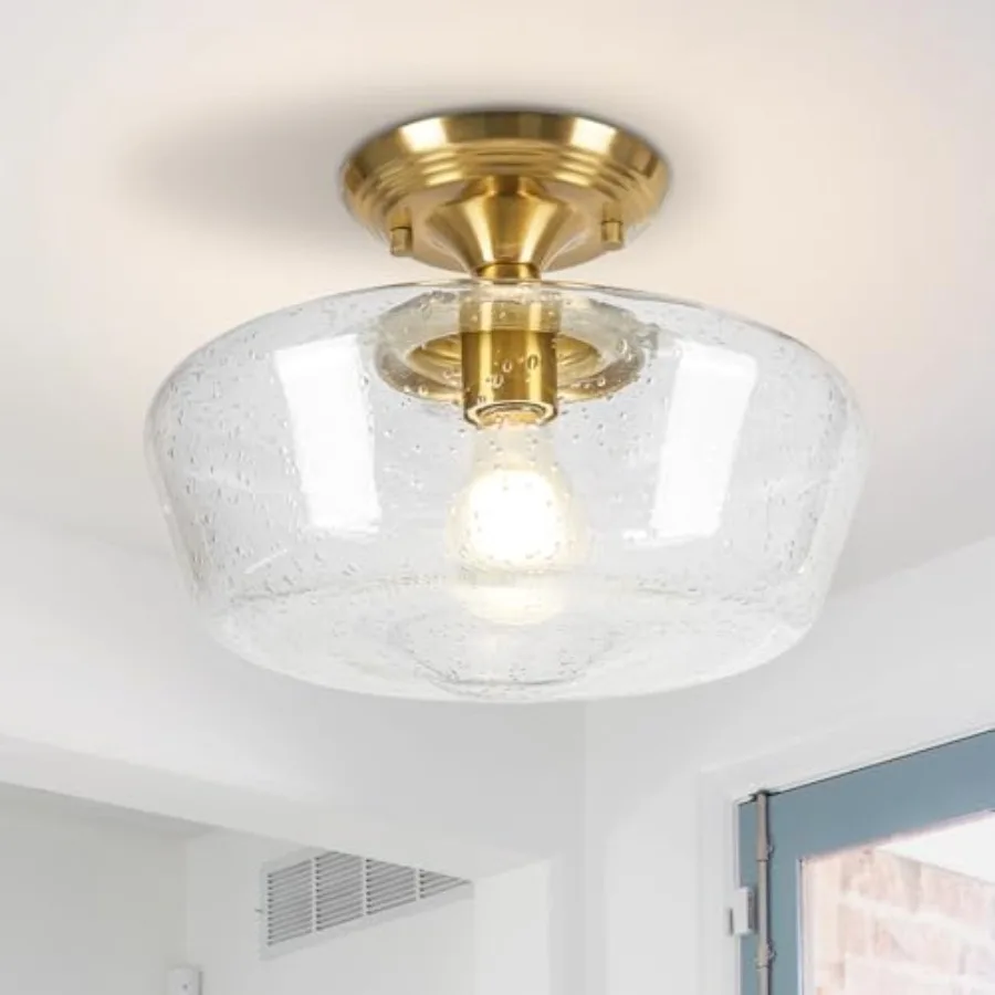 Schoolhouse Style Light Fixture 12" Semi Flush Mount Ceiling Light with Seeded Glass Globe Close to Ceiling Lights for Kitchen
Schoolhouse Style Light Fixture 12" Semi Flush Mount Ceiling Light with Seeded Glass Globe Close to Ceiling Lights for Kitchen