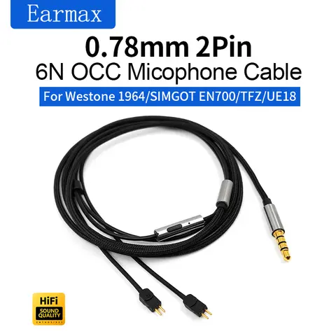 For Oriolus Forsteni SIMGOT EN700 1964 Series TFZ W4R PRO18 ES3 ES5 Interchangeable 0.78 2Pin Nylon braided cable Cable