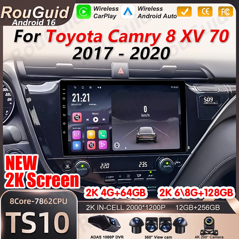 Android 16 Car Radio Auto For Toyota Camry 8 XV 70 2017 2018 2019 2020 Video Multimedia Player GPS Navigation 2k Touch Screen BT
Android 16 Car Radio Auto For Toyota Camry 8 XV 70 2017 2018 2019 2020 Video Multimedia Player GPS Navigation 2k Touch Screen BT