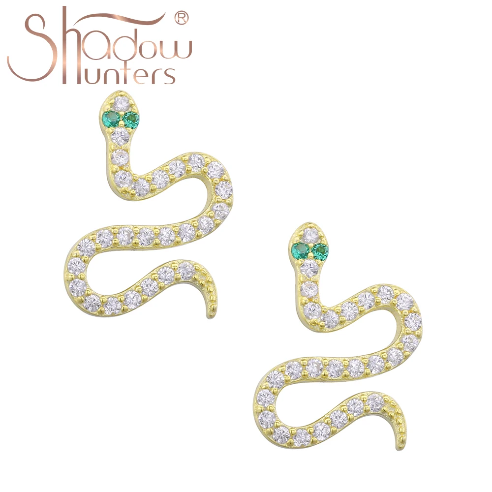 925 Sterling Silver Snake Studs Earrings Pave Clear Zircon & Green Zircon Eyes Real Gold Plated For Women Fashion Luxury Jewelry
925 Sterling Silver Snake Studs Earrings Pave Clear Zircon & Green Zircon Eyes Real Gold Plated For Women Fashion Luxury Jewelry