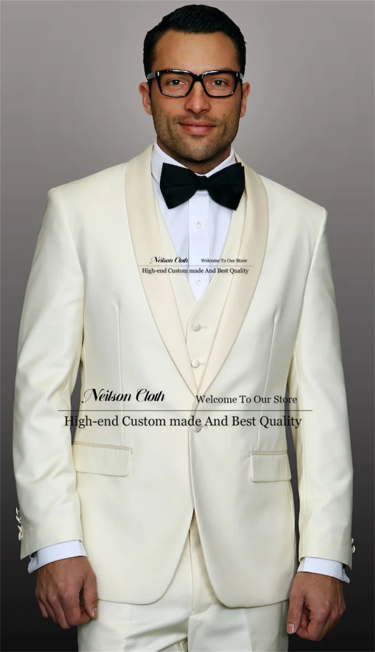 Formal Beige Male Prom Blazers 3 Pieces Sets One Button Groom Wedding Tuxedos Shawl Lapel Customized Groomsmen Costume Homme
Formal Beige Male Prom Blazers 3 Pieces Sets One Button Groom Wedding Tuxedos Shawl Lapel Customized Groomsmen Costume Homme
