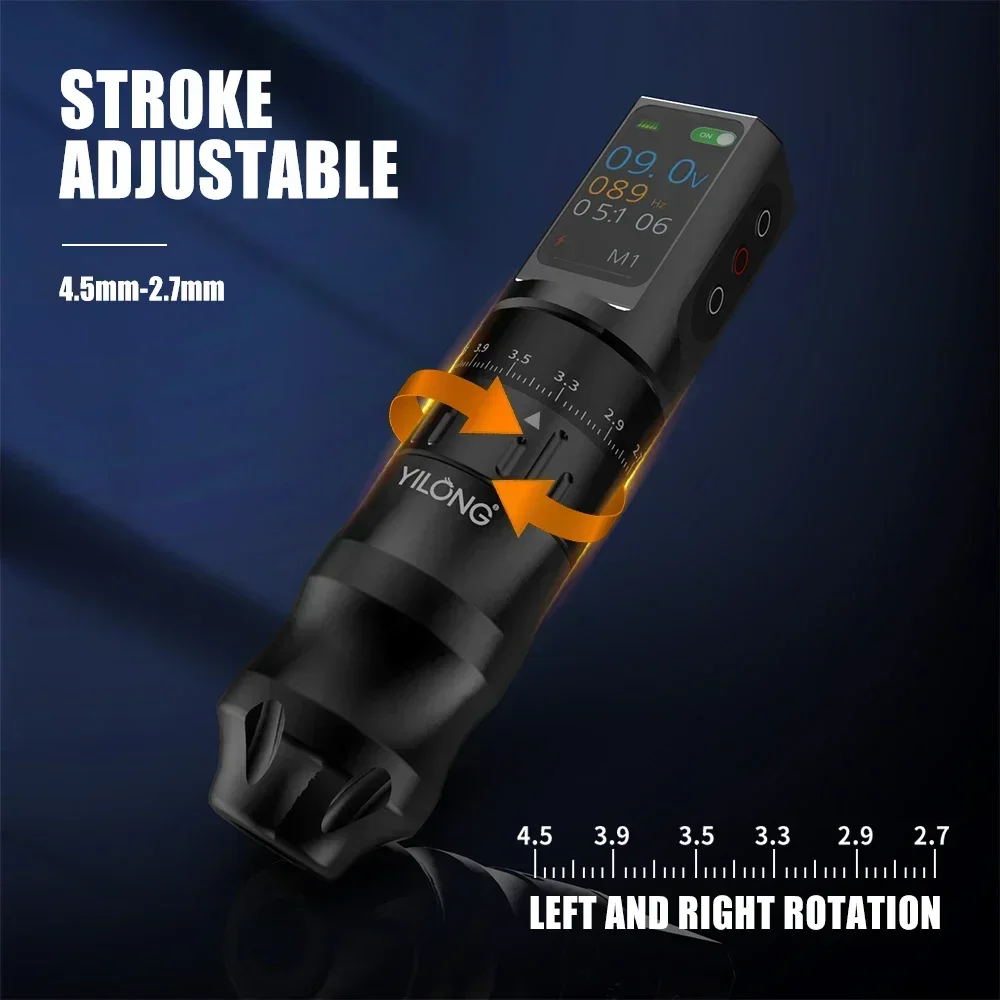 Yilong Professional Wireless Pen Tattoo Machine Adjustable Stroke 2.7mm-4.5mm Cartridges LED Color Display Machine For Body Art
Yilong Professional Wireless Pen Tattoo Machine Adjustable Stroke 2.7mm-4.5mm Cartridges LED Color Display Machine For Body Art