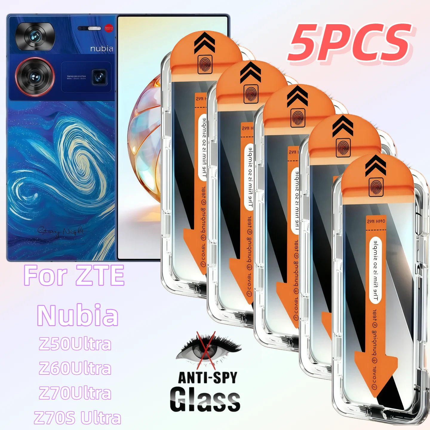 5PCS Privacy Screen Protector Tempered Glass for ZTE Nubia Z50 Ultra / Z60 Ultra / Z70 Ultra / Z70S Ultra Anti-Scratch
5PCS Privacy Screen Protector Tempered Glass for ZTE Nubia Z50 Ultra / Z60 Ultra / Z70 Ultra / Z70S Ultra Anti-Scratch