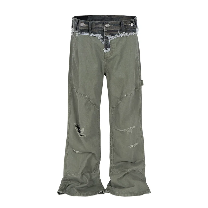 Vintage Hi Street Ripped Jeans Pants Washed Harakuju Camouflage Patchwork Denim Trousers For Male
Vintage Hi Street Ripped Jeans Pants Washed Harakuju Camouflage Patchwork Denim Trousers For Male