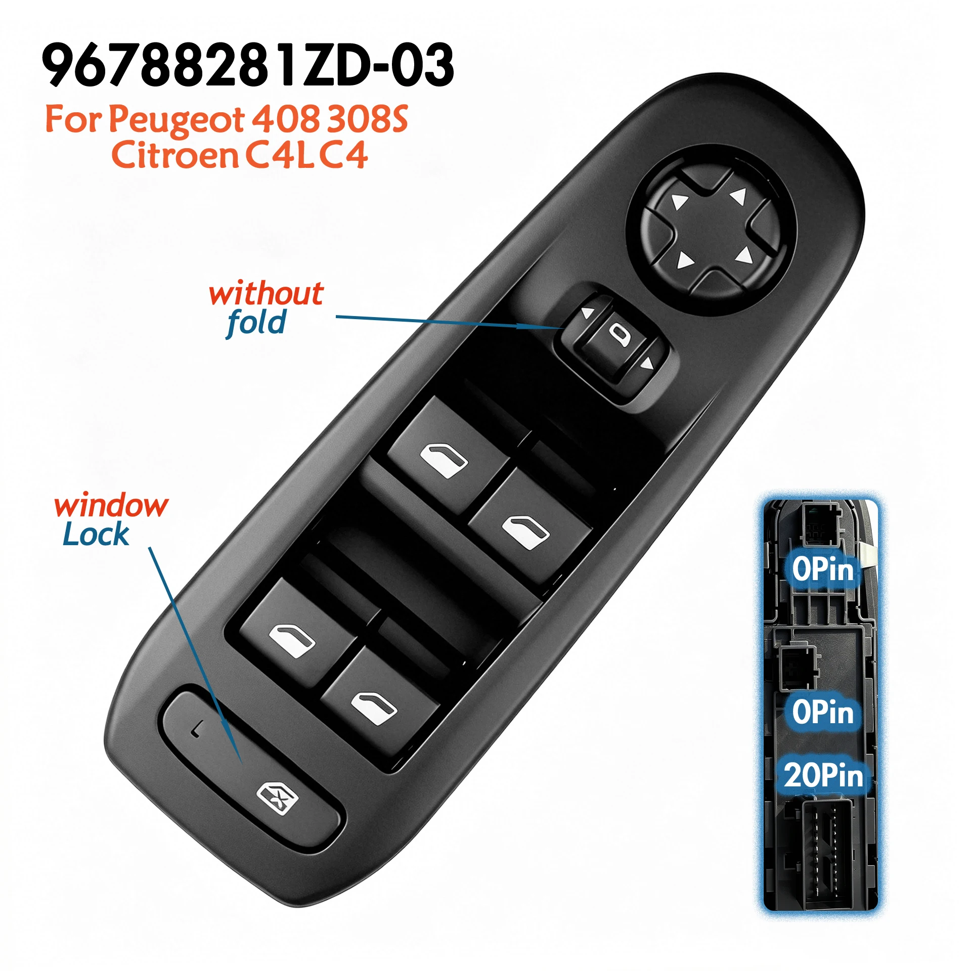 96788281ZD For Peugeot 308 2013-2021,Driver Side Electric Master Power Window Control Switch Glass Lifter Adjustment Button
96788281ZD For Peugeot 308 2013-2021,Driver Side Electric Master Power Window Control Switch Glass Lifter Adjustment Button