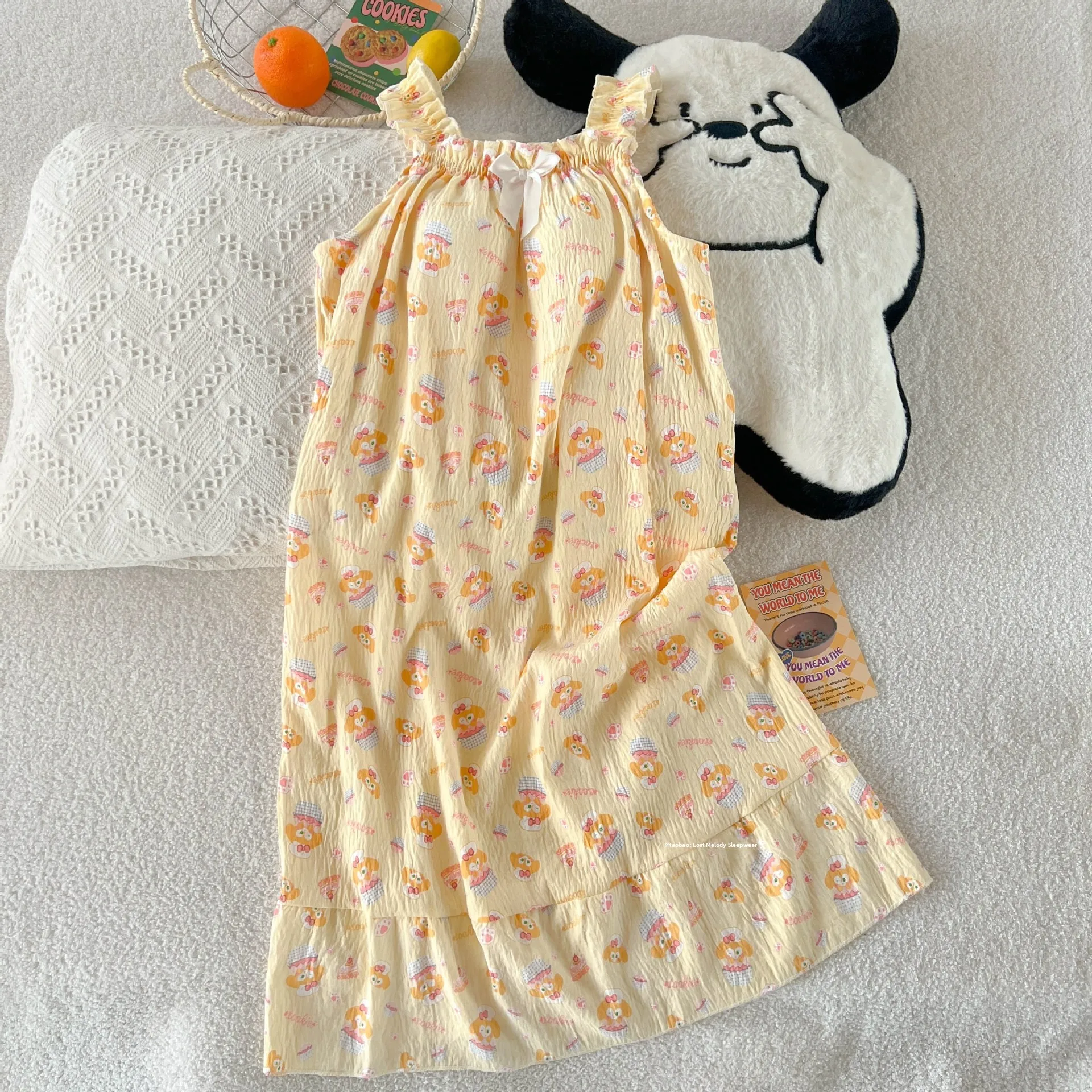 Cloud Cotton Mid-Length Women's Nightgown with Chest Pad Cartoon Print Summer Home Clothes Strap Design Comfortable Sleepwear
Cloud Cotton Mid-Length Women's Nightgown with Chest Pad Cartoon Print Summer Home Clothes Strap Design Comfortable Sleepwear