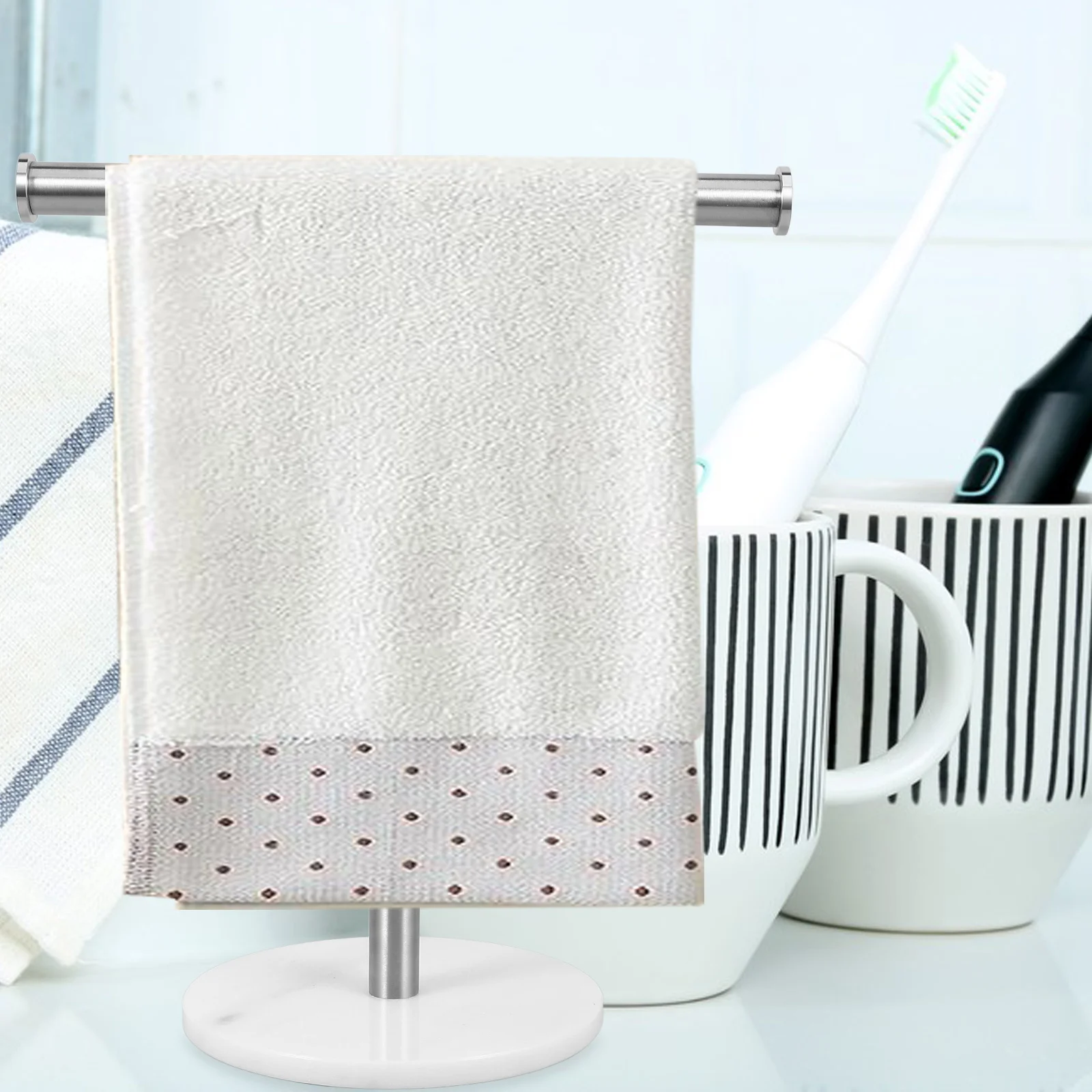 Standing Stainless Steel Marble T-Shaped Towel Rack Stable Bathroom Kitchen Hand Towel Holder Countertop Storage
Standing Stainless Steel Marble T-Shaped Towel Rack Stable Bathroom Kitchen Hand Towel Holder Countertop Storage