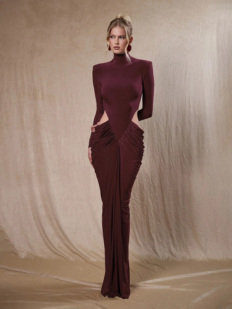 Sexy High Collar Hollow Out Pleated Long Dress Women Long Sleeves Folds Bodycon Dresses Evening Party Cocktail Gowns
Sexy High Collar Hollow Out Pleated Long Dress Women Long Sleeves Folds Bodycon Dresses Evening Party Cocktail Gowns