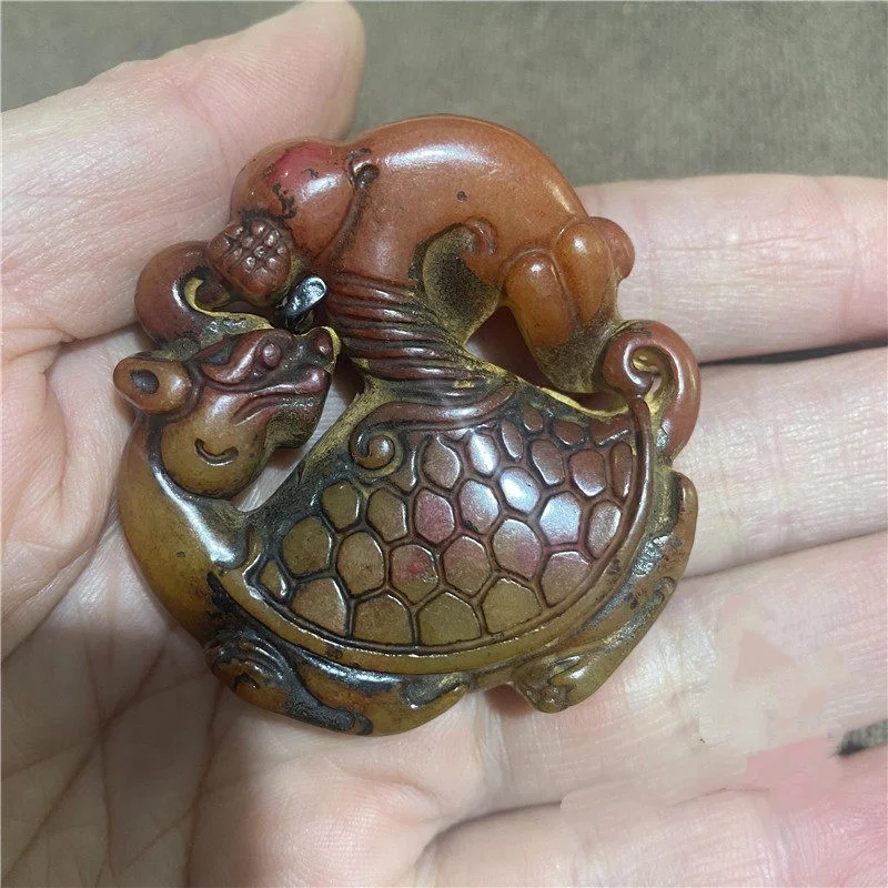 Chinese Collectible antique Xiuyu old jade finely carved dragon turtle statue handle piece folk art work exquisite handicraft
Chinese Collectible antique Xiuyu old jade finely carved dragon turtle statue handle piece folk art work exquisite handicraft