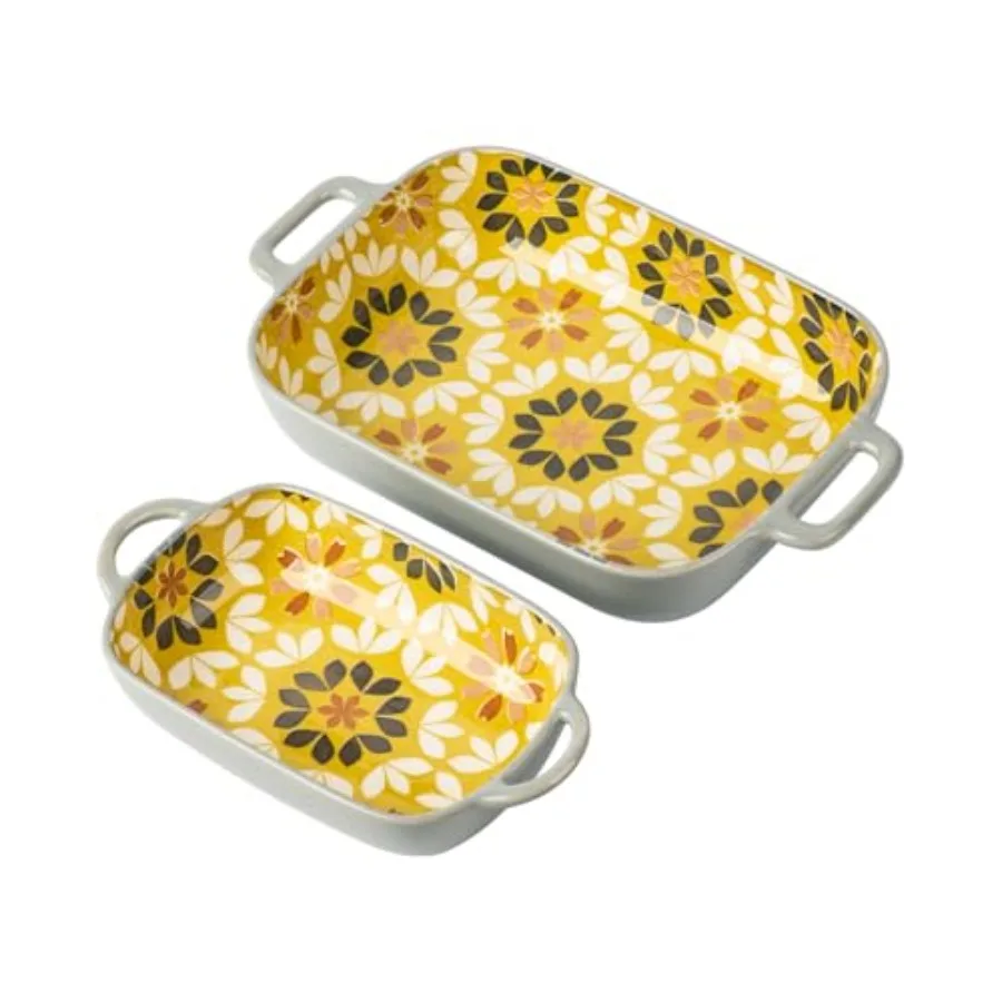 ONCCI Ceramic Baking Dish Set 2-Piece Hand-painted Porcelain Rectangular Bakware set with Handles Large 10.55"L*7.4"W and 7.87"
ONCCI Ceramic Baking Dish Set 2-Piece Hand-painted Porcelain Rectangular Bakware set with Handles Large 10.55"L*7.4"W and 7.87"