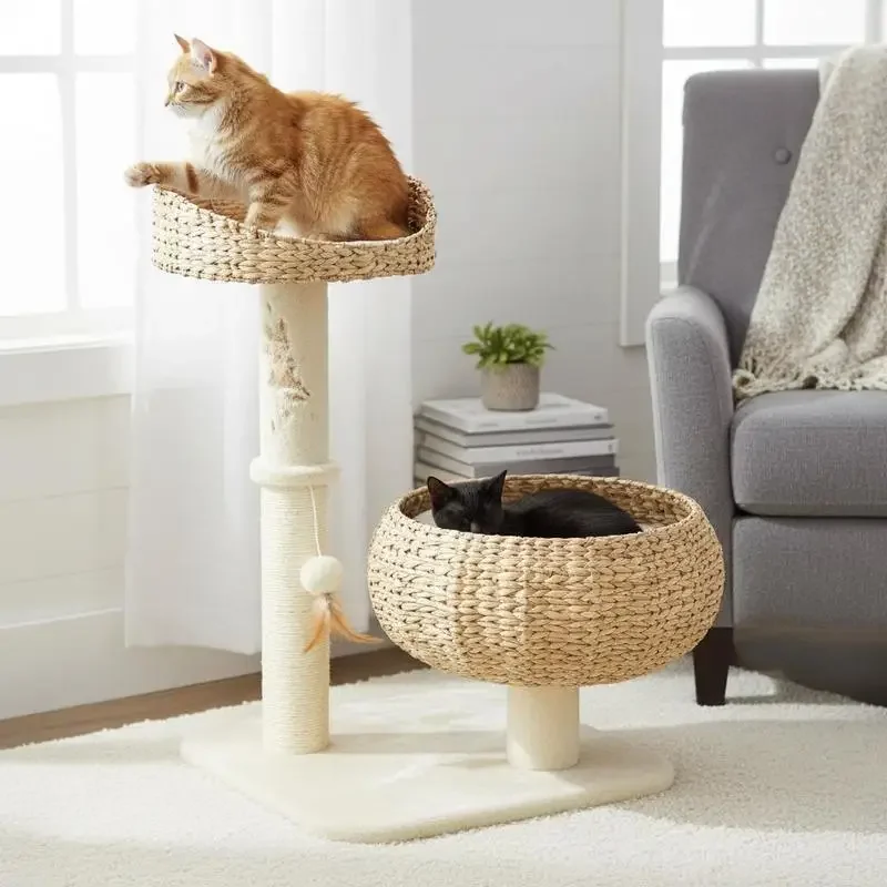 72cm Cat Tree Kitten Tower, with Sisal Scratching Post, Two Beds, Toy Ball
72cm Cat Tree Kitten Tower, with Sisal Scratching Post, Two Beds, Toy Ball