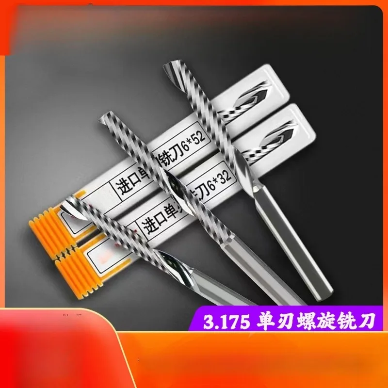 3.175 Single-flute Spiral Tungsten Steel End Mill, CNC Engraving Tool for Acrylic, PVC Engraving Machine Cutter
3.175 Single-flute Spiral Tungsten Steel End Mill, CNC Engraving Tool for Acrylic, PVC Engraving Machine Cutter