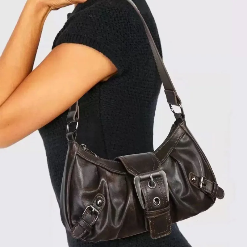 2025 New Maillard Style Retro Style Spice Girl Y2K Wasteland Style Old Two-color Leather Shoulder Bag Shoulder Bag Women
2025 New Maillard Style Retro Style Spice Girl Y2K Wasteland Style Old Two-color Leather Shoulder Bag Shoulder Bag Women