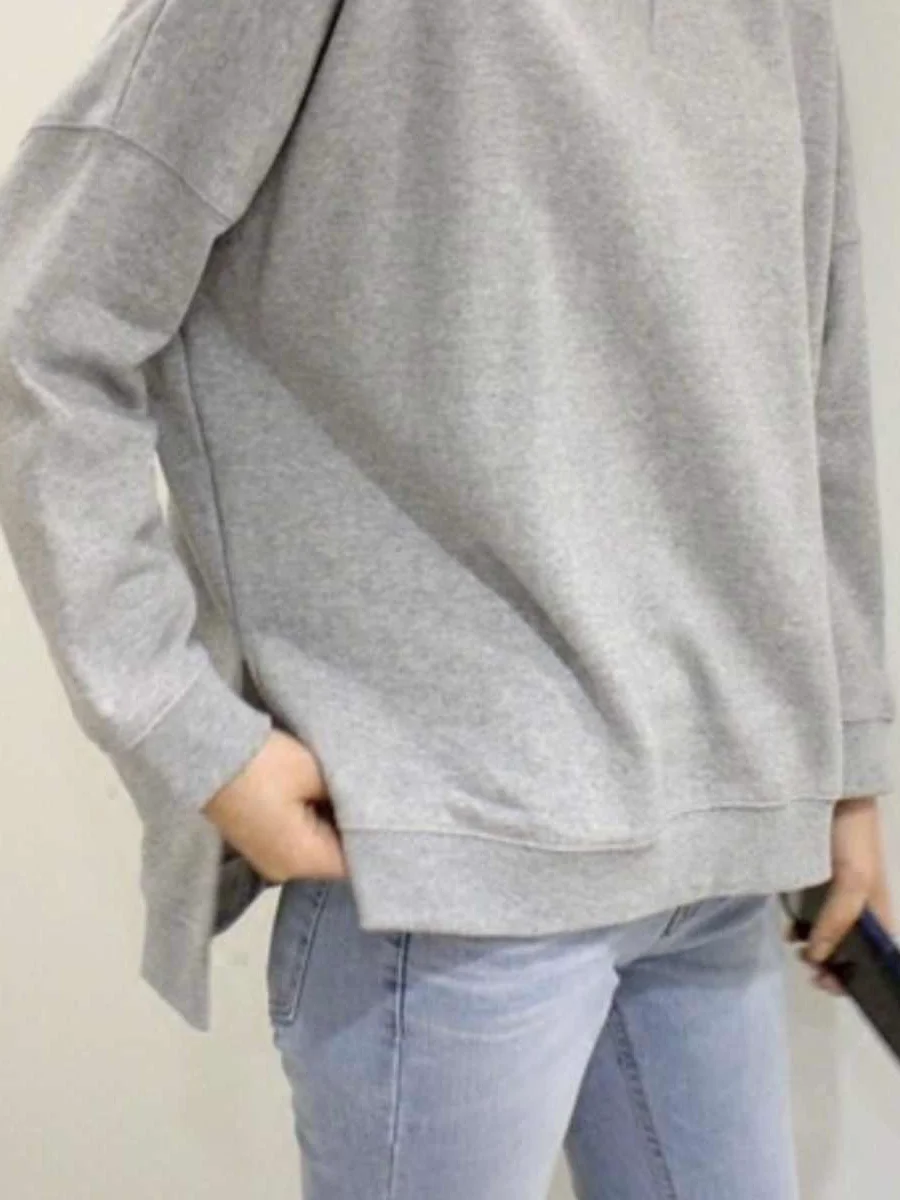 Casual Loose Long Sleeve round Neck Sweatshirt Women's Grey Spring Autumn Versatile Comfortable Leisure Outerwear Top
Casual Loose Long Sleeve round Neck Sweatshirt Women's Grey Spring Autumn Versatile Comfortable Leisure Outerwear Top