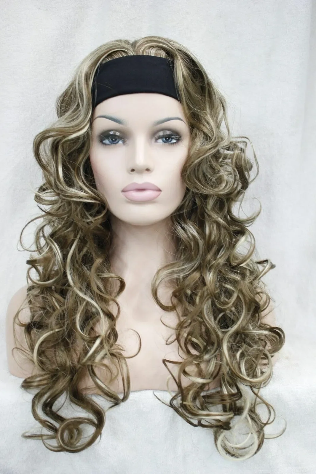 Cute 3/4 wig with headband light brown with blonde highlight curly long half wig
Cute 3/4 wig with headband light brown with blonde highlight curly long half wig
