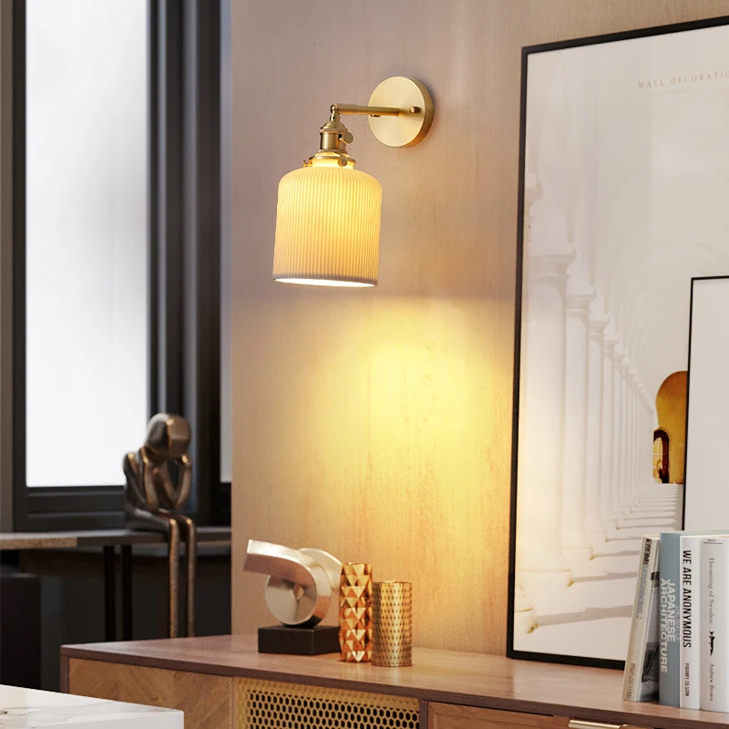 FKL Copper Ceramic Wall Lamp Light Luxury Japanese New Simple Living room Bedroom Bedside Decoration Reading Wall Lamp
FKL Copper Ceramic Wall Lamp Light Luxury Japanese New Simple Living room Bedroom Bedside Decoration Reading Wall Lamp