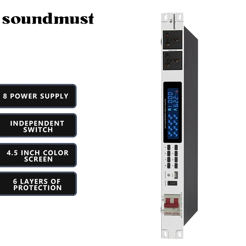 Профессиональный последователь мощности с 10-розетками, дисплеем напряжения, возможностью установки в стойку, для аудио и AV-оборудования
Профессиональный последователь мощности с 10-розетками, дисплеем напряжения, возможностью установки в стойку, для аудио и AV-оборудования