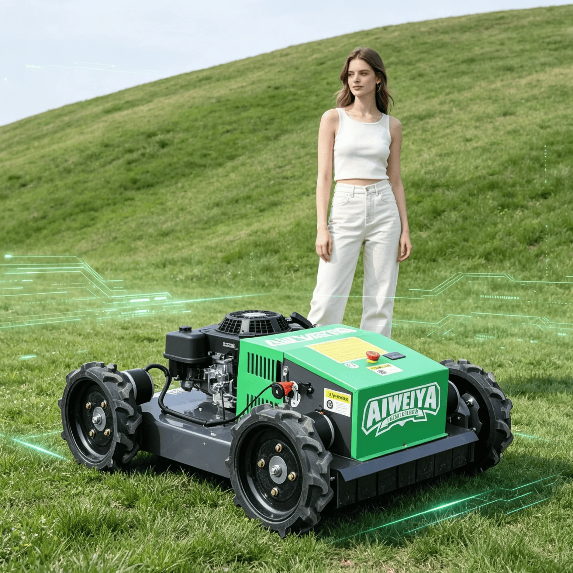 Customized large municipal park remote lawn mower robot stable four wheel setup for expansive slope greenbelt cutting public gar
Customized large municipal park remote lawn mower robot stable four wheel setup for expansive slope greenbelt cutting public gar