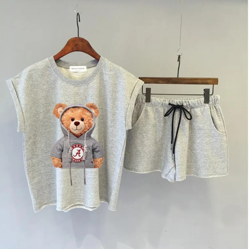 Women's Casual Sports Fashion Suit Summer New Korean Ladies Cartoon Loose Sleeveless Tops + Drawstring Shorts 2pcs Sets
Women's Casual Sports Fashion Suit Summer New Korean Ladies Cartoon Loose Sleeveless Tops + Drawstring Shorts 2pcs Sets