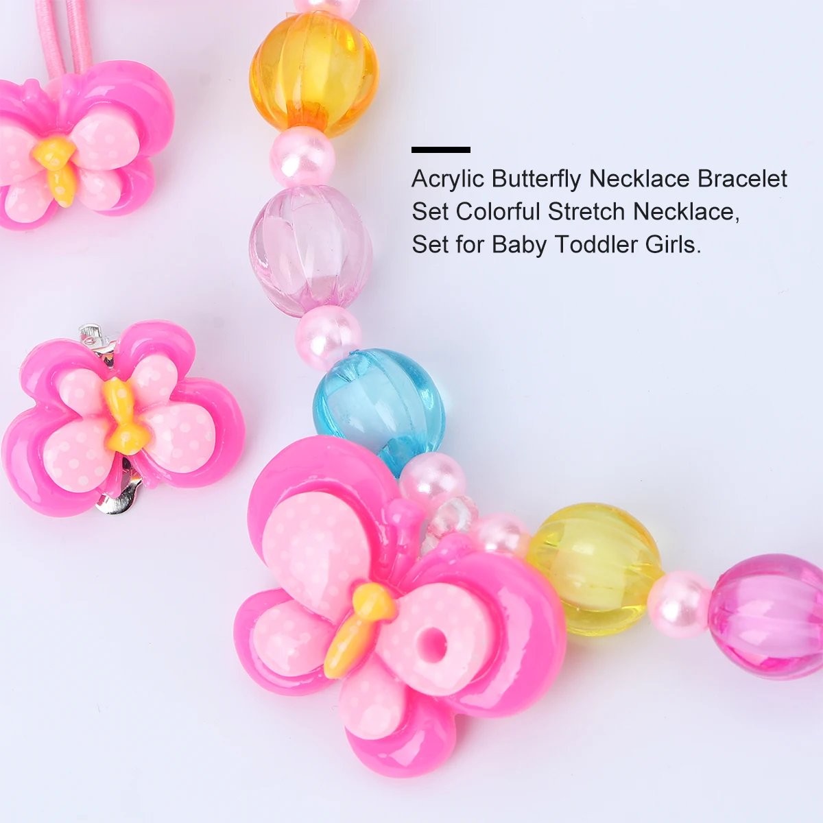 Butterfly Necklace Bracelet Set Premium Acrylic Elastic Colorful Kids Gifts Photo Props Party Favors Beauty Toys for Children
Butterfly Necklace Bracelet Set Premium Acrylic Elastic Colorful Kids Gifts Photo Props Party Favors Beauty Toys for Children