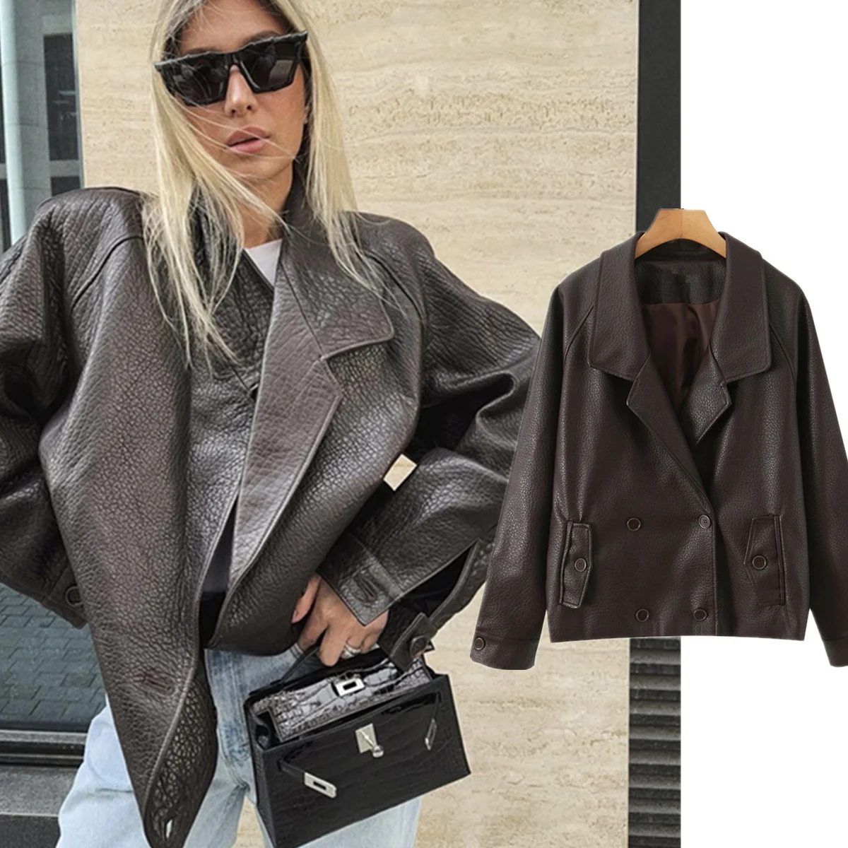 Maxdutti женская куртка-бойфренд, женская одежда, французское пальто Ins, модная винтажная свободная куртка из искусственной кожи для блоггеров, женские топы
Maxdutti женская куртка-бойфренд, женская одежда, французское пальто Ins, модная винтажная свободная куртка из искусственной кожи для блоггеров, женские топы