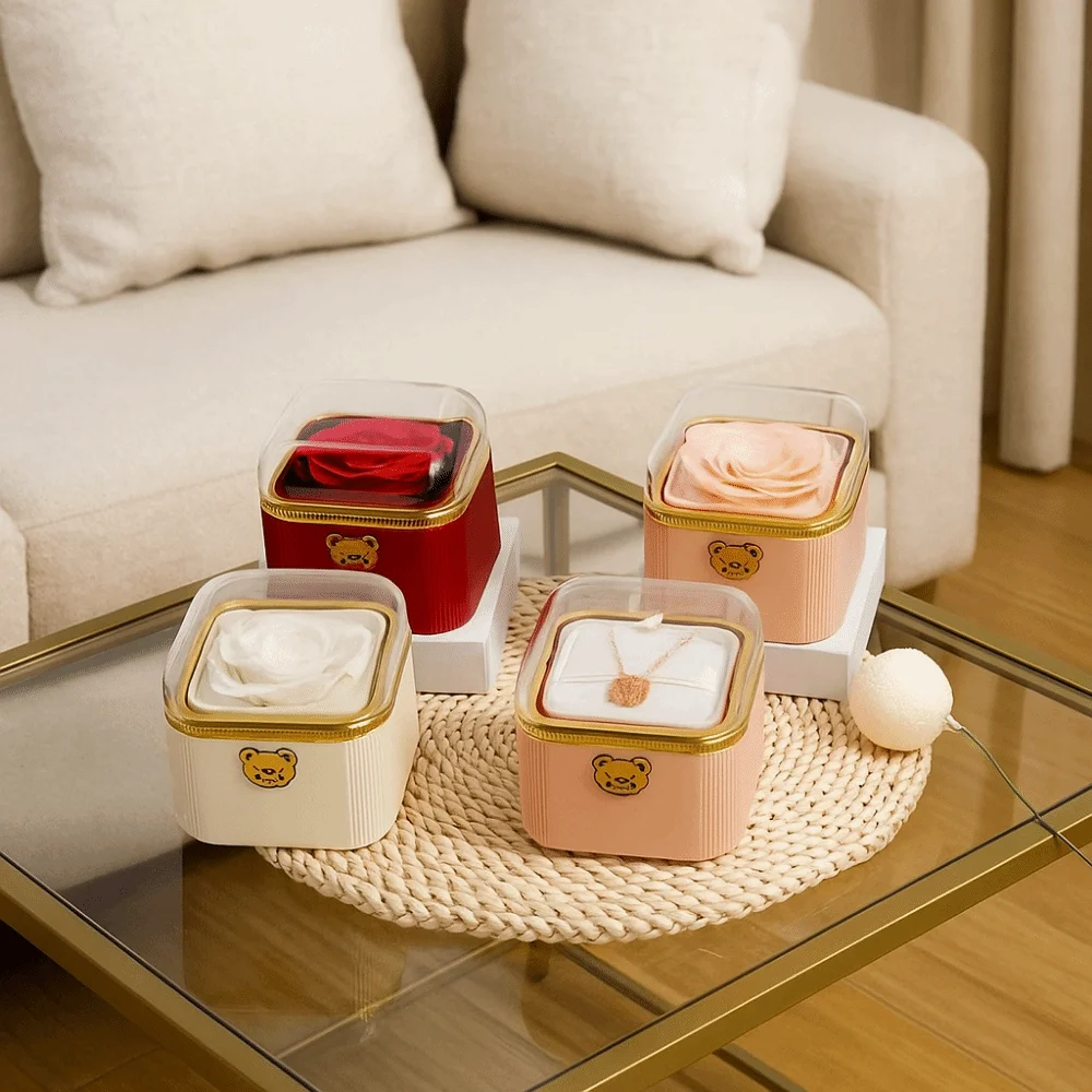 Creative Cute Flip Necklace Box Dustproof Romantic Surprise Jewelry Storage Box Automatic Plastic Rotating Rose Box Anniversary
Creative Cute Flip Necklace Box Dustproof Romantic Surprise Jewelry Storage Box Automatic Plastic Rotating Rose Box Anniversary