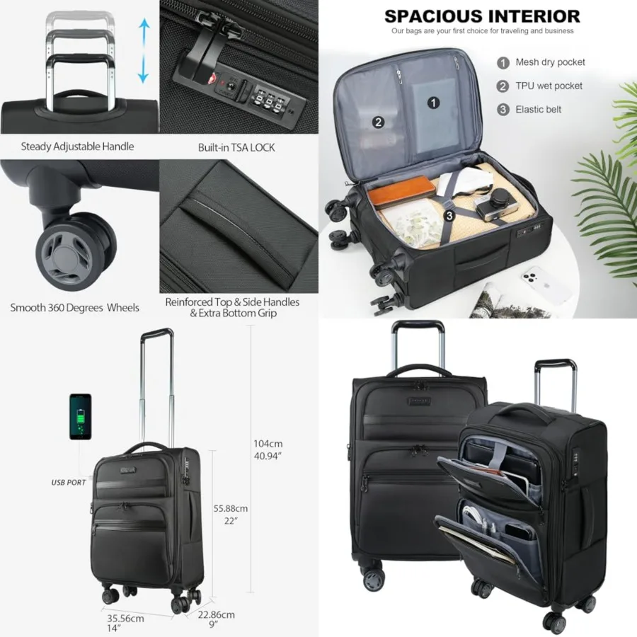 Softside Expandable Carry On Luggage with Front Business Pockets Suitcases with Spinner Wheels and Built-in TSA Lock, Durable S
Softside Expandable Carry On Luggage with Front Business Pockets Suitcases with Spinner Wheels and Built-in TSA Lock, Durable S