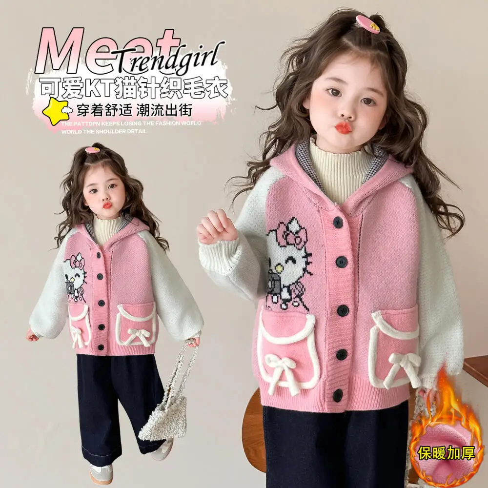 Sanrio HelloKitty Girls Cat Thickened Casual Coat Autumn and Winter Kawaii Fashionable Children's Cartoon Hooded Sweater Sweater
Sanrio HelloKitty Girls Cat Thickened Casual Coat Autumn and Winter Kawaii Fashionable Children's Cartoon Hooded Sweater Sweater