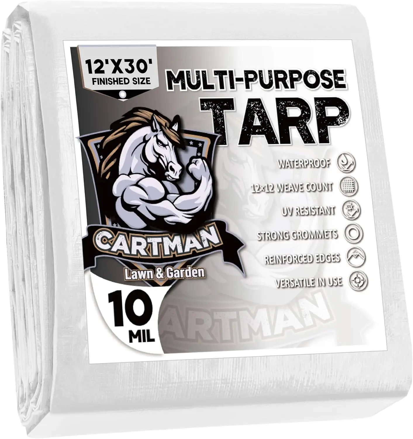 Finished Size 12x30 Feet 10 Mil White Heavy Duty Poly Tarp, Multipurpose Protective Cover, UV Resistant, Waterproof Poly Tarpaul
Finished Size 12x30 Feet 10 Mil White Heavy Duty Poly Tarp, Multipurpose Protective Cover, UV Resistant, Waterproof Poly Tarpaul