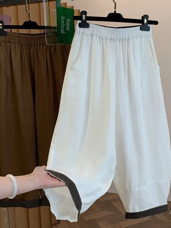 Summer Thin Casual Pants Elastic Waist Loose Wide Leg Nine Points Balloon Pants for plus Size Women Comfortable Breathable
Summer Thin Casual Pants Elastic Waist Loose Wide Leg Nine Points Balloon Pants for plus Size Women Comfortable Breathable
