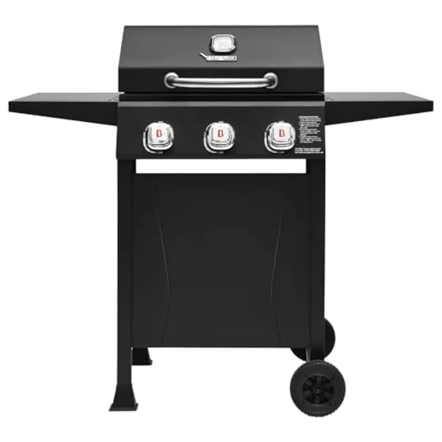 3-Burner Propane Gas Grill 27 000 BTU Outdoor BBQ Grill with Porcelain-Enameled Grates in Black Built-In Thermometer and Side S
3-Burner Propane Gas Grill 27 000 BTU Outdoor BBQ Grill with Porcelain-Enameled Grates in Black Built-In Thermometer and Side S