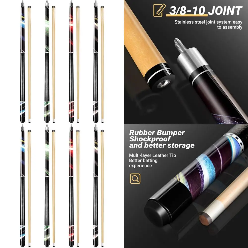 Set of 4 58 Maple Wood Pool Cues with 13mm Tips, Ideal for Home Bar Billiards, 18-21 oz for Pro Players
Set of 4 58 Maple Wood Pool Cues with 13mm Tips, Ideal for Home Bar Billiards, 18-21 oz for Pro Players