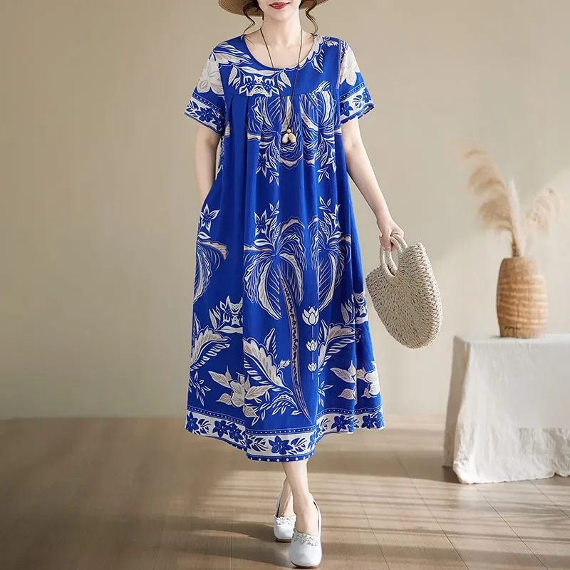 Women's Ethnic Print Cotton Dress Short Sleeve Loose Plus Size Summer Maxi Dress
Women's Ethnic Print Cotton Dress Short Sleeve Loose Plus Size Summer Maxi Dress