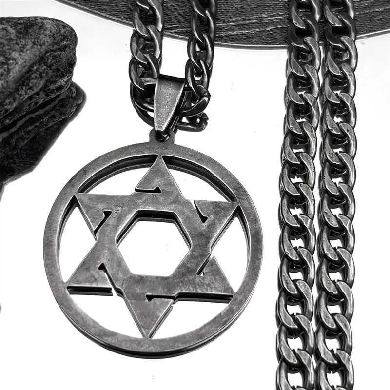 Star Of David Stainless Steel Round Pendant Necklace for Men Women Gun Black Color Hexagram Hip Hop Necklace Jewelry Gift
Star Of David Stainless Steel Round Pendant Necklace for Men Women Gun Black Color Hexagram Hip Hop Necklace Jewelry Gift