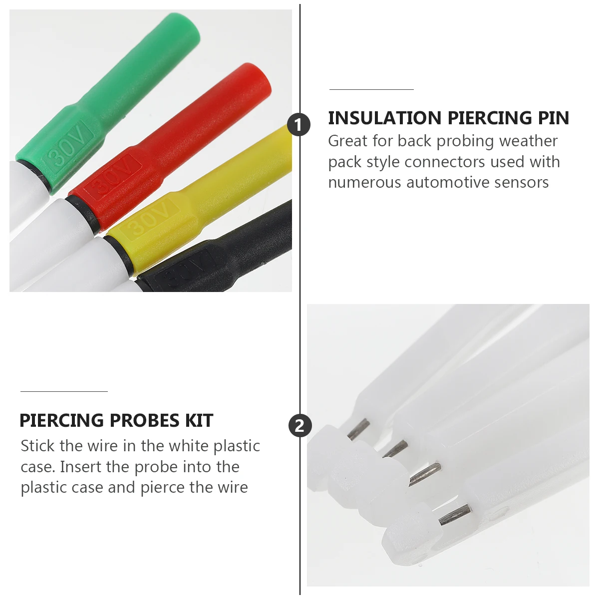 4 pcs Insulation Wire Piercing Probes Mini Test Probes Kit Automotive Repair Tools Non-Destructive Back Pin Car Sensor
4 pcs Insulation Wire Piercing Probes Mini Test Probes Kit Automotive Repair Tools Non-Destructive Back Pin Car Sensor