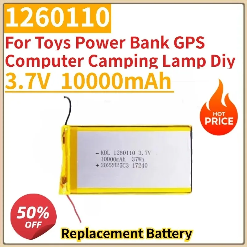 High Quality New 3.7V 10000mAh 1260110 Replacement Battery for Toys Power Bank GPS Computer Camping Lamp Diy
High Quality New 3.7V 10000mAh 1260110 Replacement Battery for Toys Power Bank GPS Computer Camping Lamp Diy