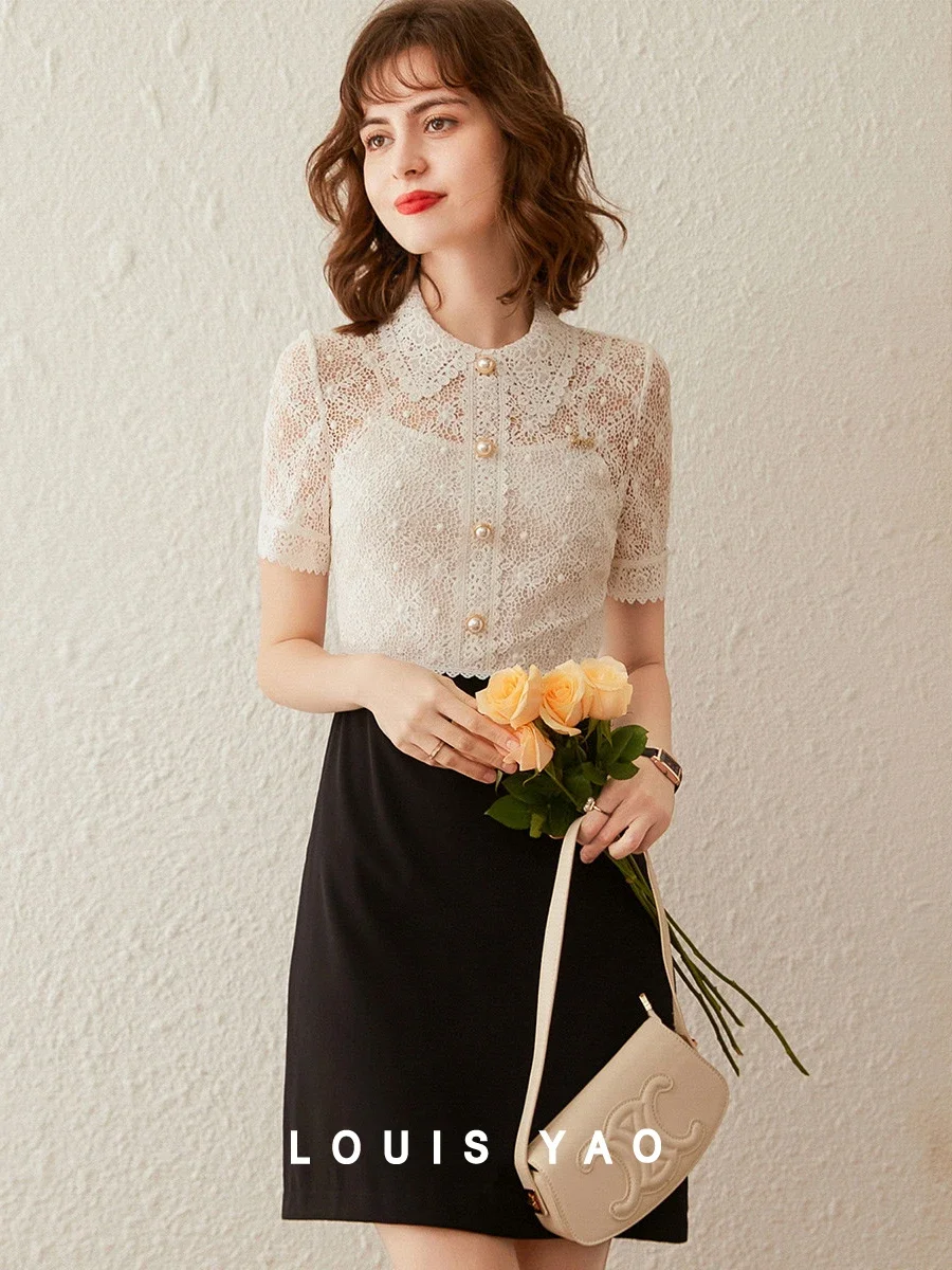 LOUIS YAO Women Dress Fake Two Pieces Contrast Coloar Lace Dress 2024 Summer New Short Sleeve Fashionable Slim Fit Short Dress
LOUIS YAO Women Dress Fake Two Pieces Contrast Coloar Lace Dress 2024 Summer New Short Sleeve Fashionable Slim Fit Short Dress