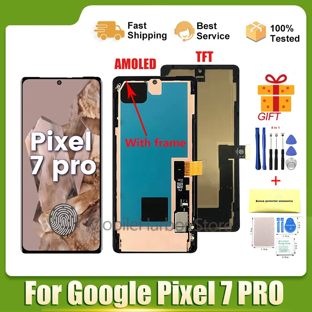 6.7" Display AMOLED For Google Pixel 7Pro 7 Pro GP4BC GE2AE GQML3 LCD Touch Screen Digitizer Assembly Replacement 100% Tested
6.7" Display AMOLED For Google Pixel 7Pro 7 Pro GP4BC GE2AE GQML3 LCD Touch Screen Digitizer Assembly Replacement 100% Tested