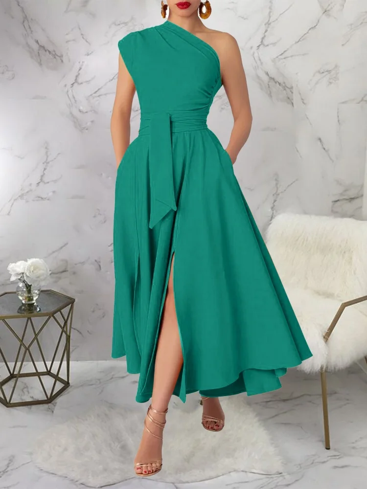 Three Sisters New Arrivals Summer Fashion Leisure Commuting Woman Clothing Solid Color Diagonal Collar Sleeveless Midi Dresses
Three Sisters New Arrivals Summer Fashion Leisure Commuting Woman Clothing Solid Color Diagonal Collar Sleeveless Midi Dresses