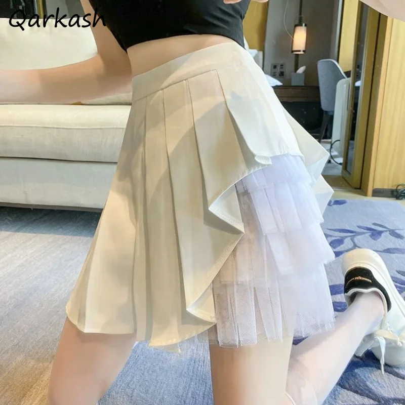 Mini Pleated Skirts for Women Mesh Patchwork Solid Summer Design Sexy Fashion Ulzzang Style Casual All-match Daily Юбка Женская
Mini Pleated Skirts for Women Mesh Patchwork Solid Summer Design Sexy Fashion Ulzzang Style Casual All-match Daily Юбка Женская
